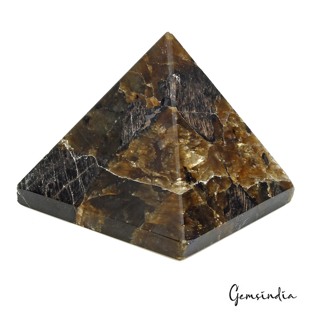 680 Ct Natural Untreated Labradorite Pyramid Healing Crystal Positive Energy Gem