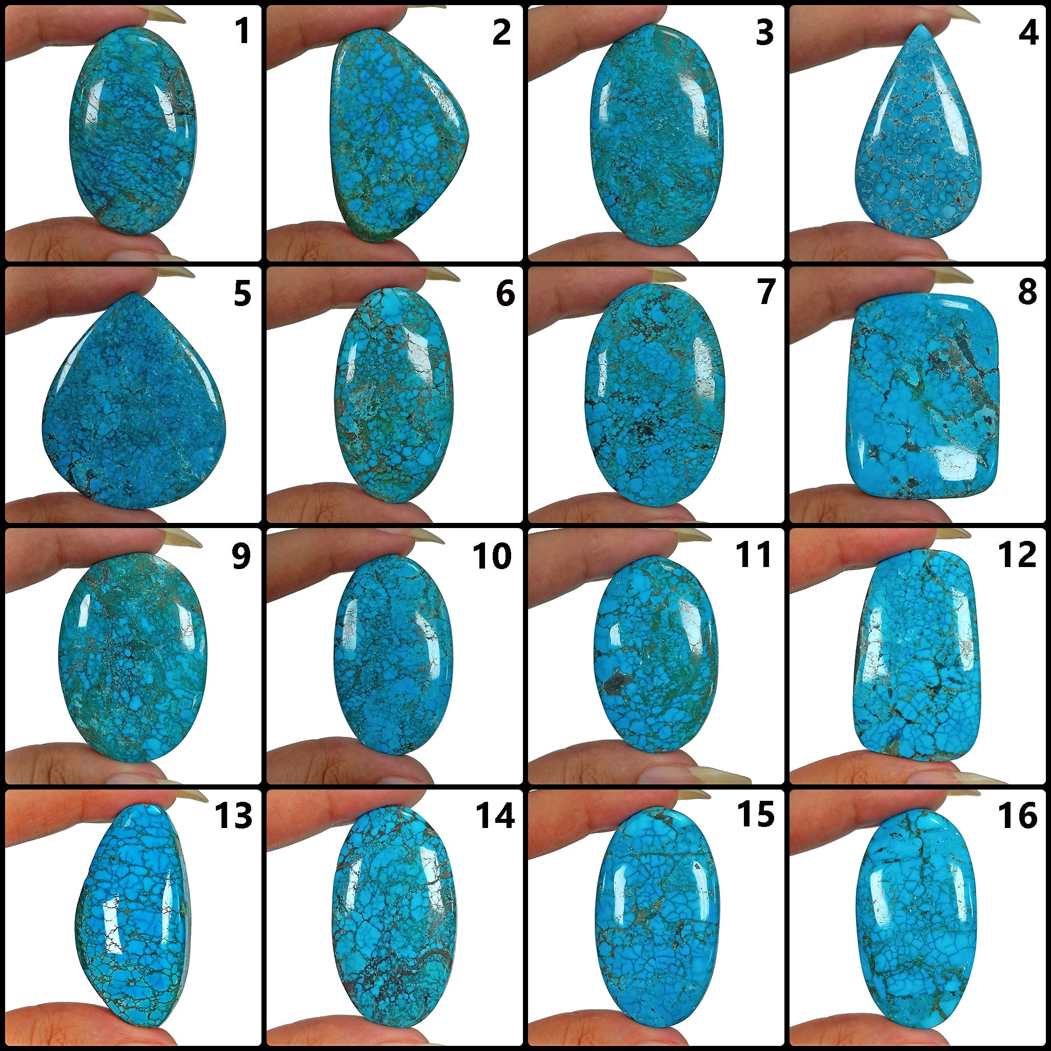 1410 Ct Natural Spiderweb Blue Turquoise Mix Cab Loose Wholesale Gems Lot 16 Pc