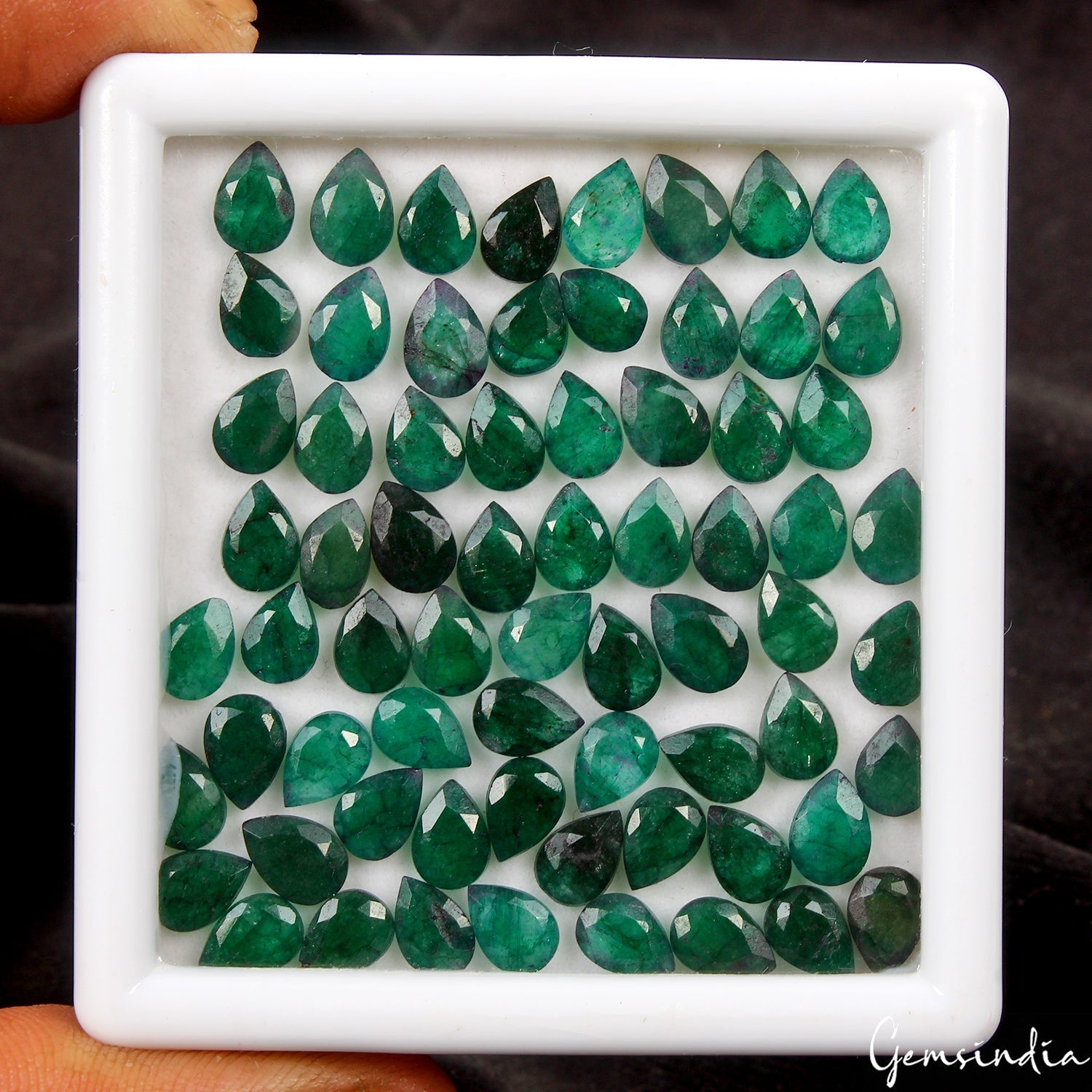 Certified 100% Natural Green Zambian Emerald Pear Cut Loose 7x5mm Gemstones Lot