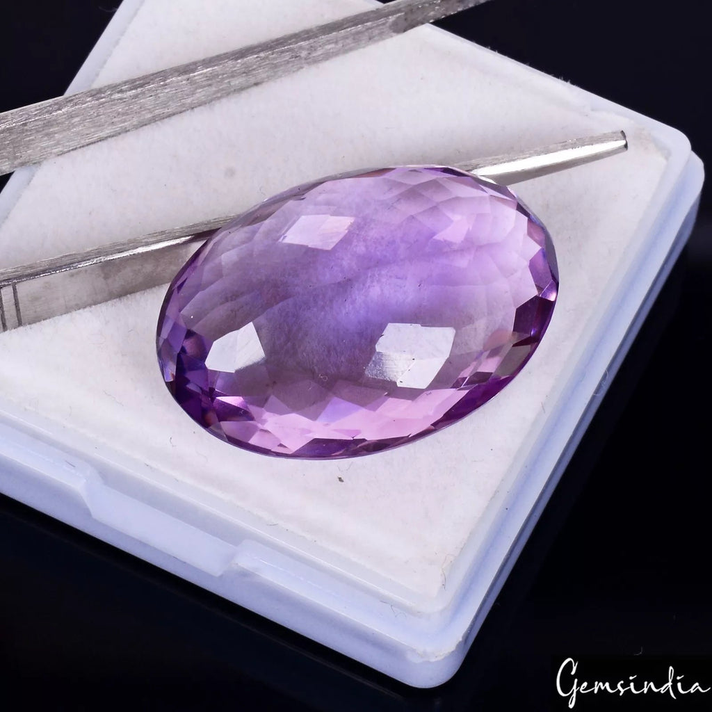 33.20 Cts Natural Amethyst Oval Checker Cut Huge Pendant Size Loose Gemstone