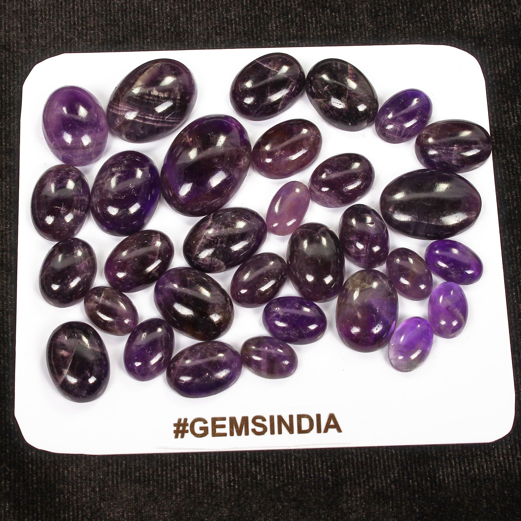 330 Cts/31 Pcs Natural Untreated Dark Purple Amethyst Oval Cab Loose Gems Lot