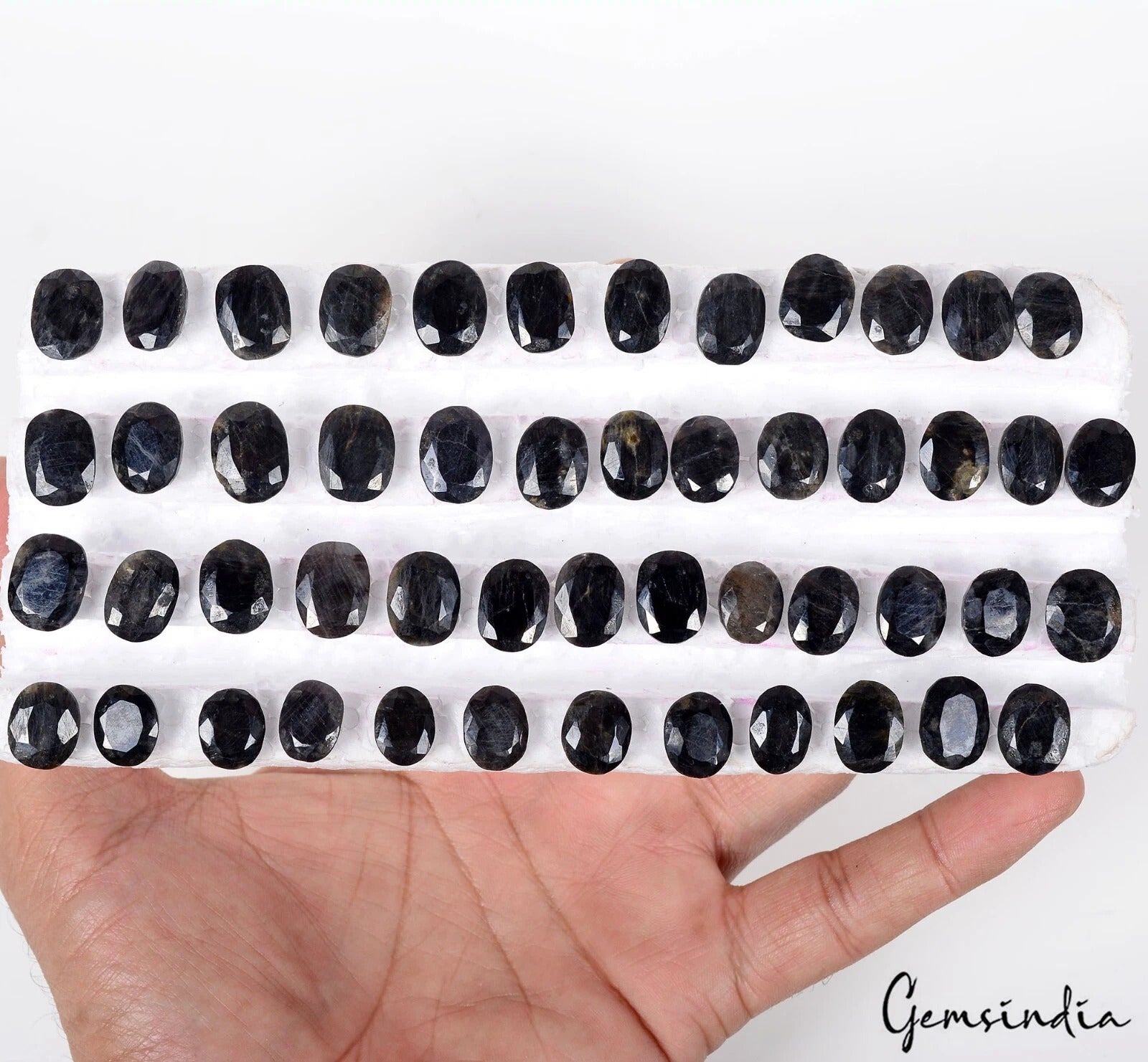 Sapphire Lot, Loose Gemstone, Untreated, Black — 50 Pieces, 11mm to 14mm, 430 Ct, Madagascar