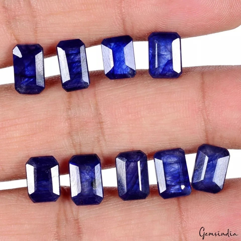 Ceylon Blue Sapphire Lot, Loose Gemstone, Heated — 9 Pieces, 9mm to 10mm, 37.10 Ct, Sri Lanka
