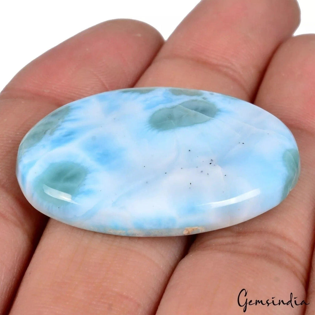 53.70 Cts Natural Untreated Blue Larimar (Pectolite) Oval Cab Gem For Pendant