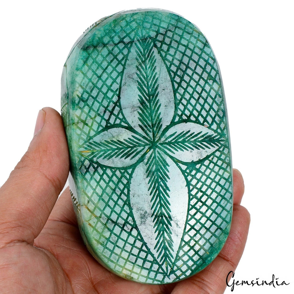Emerald Carving, Color Enhanced — 111x67x42 mm, 3070 Ct, Brazil