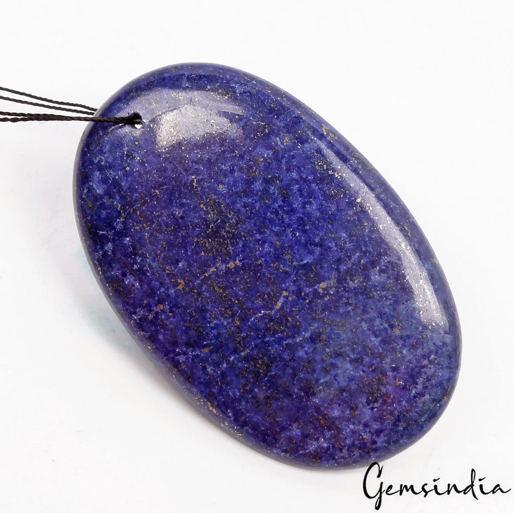 93.20 Cts Natural Blue Gold Pyrite Lapis Lazuli Oval Cab Drilled Briolette Gem