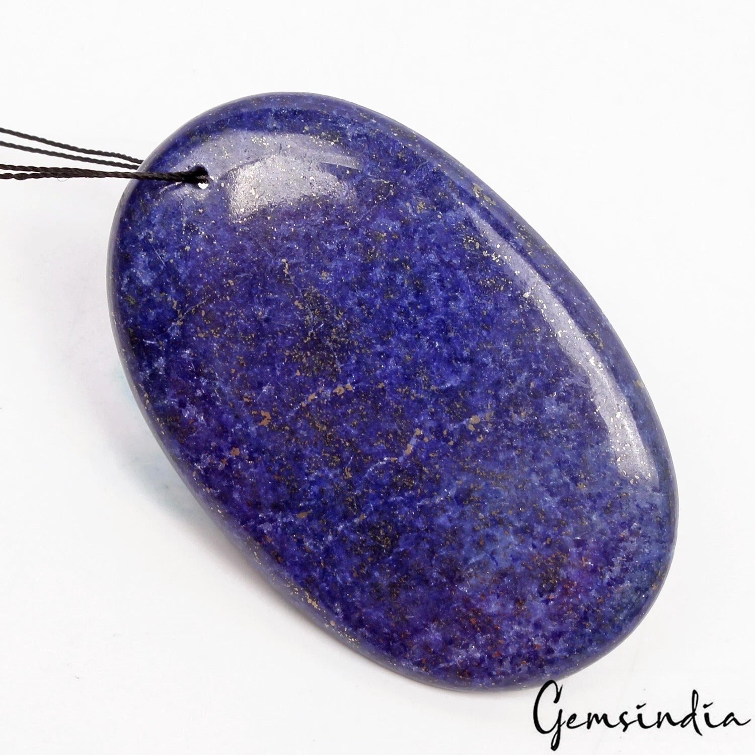 93.20 Cts Natural Blue Gold Pyrite Lapis Lazuli Oval Cab Drilled Briolette Gem