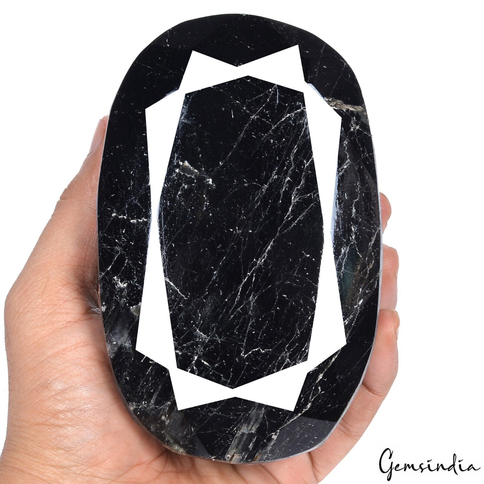 1.5 Kilo Natural Rare Black Tourmaline Oval Cut Large Gemstone 5x3.2x2.5 Inch
