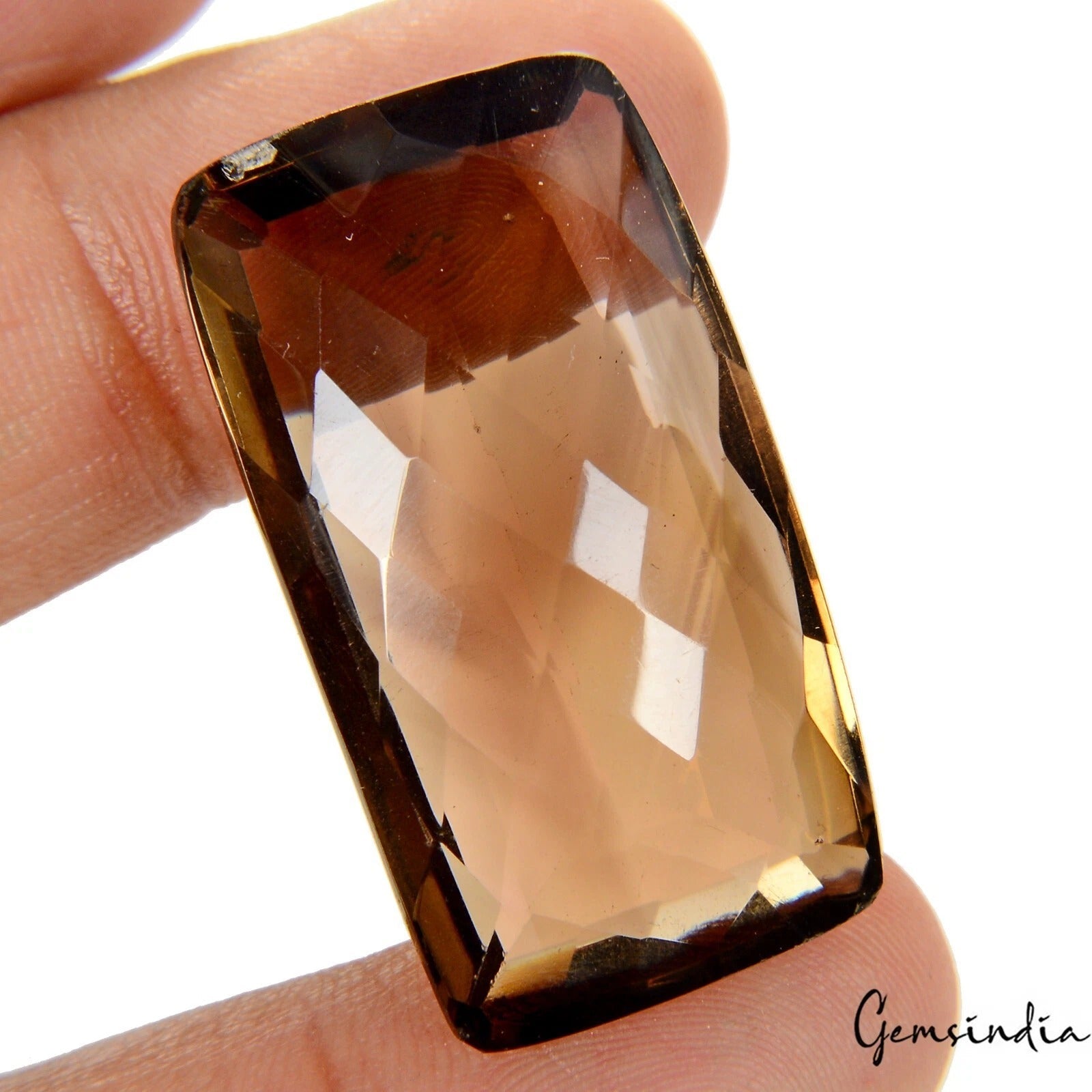 75.80 Ct Natural Untreated Brown Smoky Quartz Cushion Checker Cut Loose Gemstone