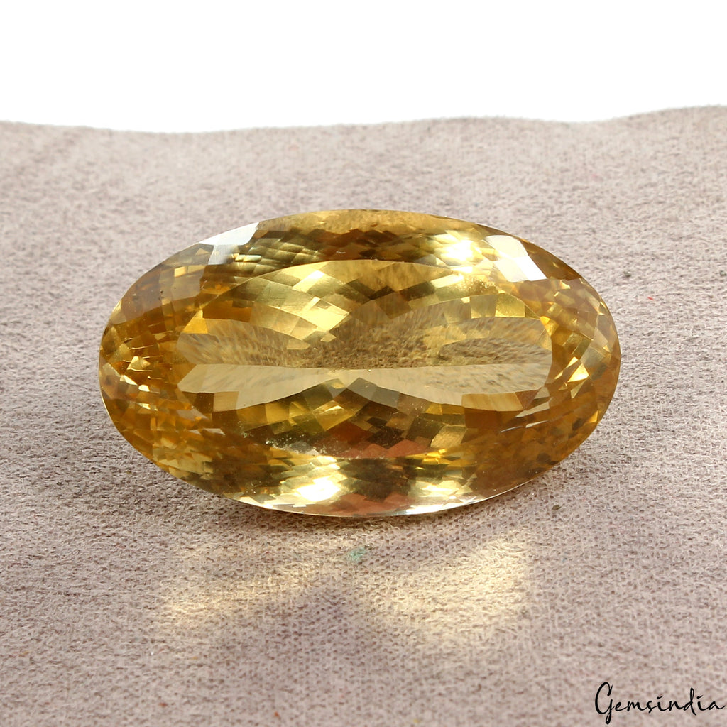 Certified Large&Clean 75.50Ct Natural Yellow Citrine Oval Loose Gemstone, Brazil
