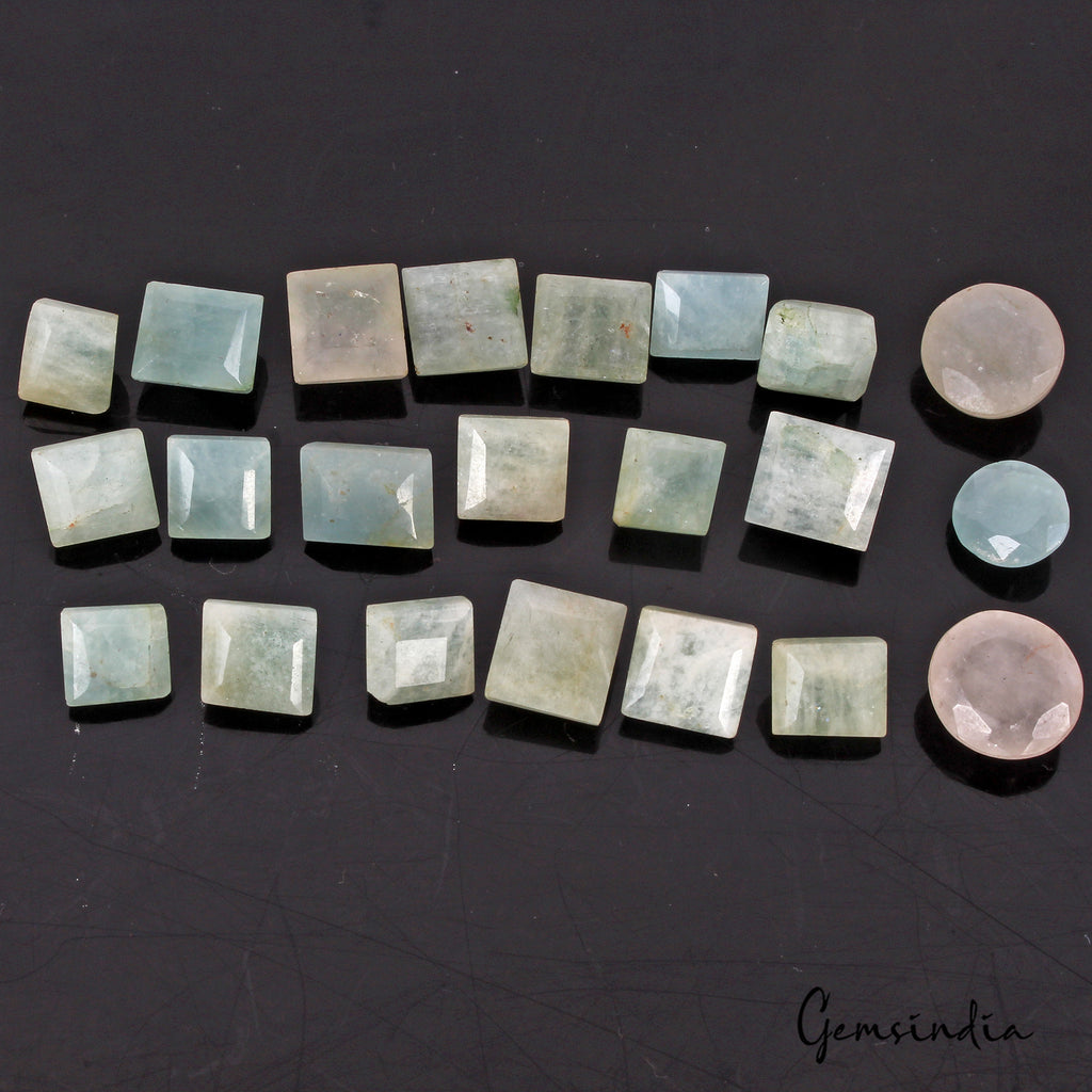 Aquamarine Lot, Loose Gemstone, Untreated — 22 Pieces, 9mm to 13mm, 125 Ct, Brazil