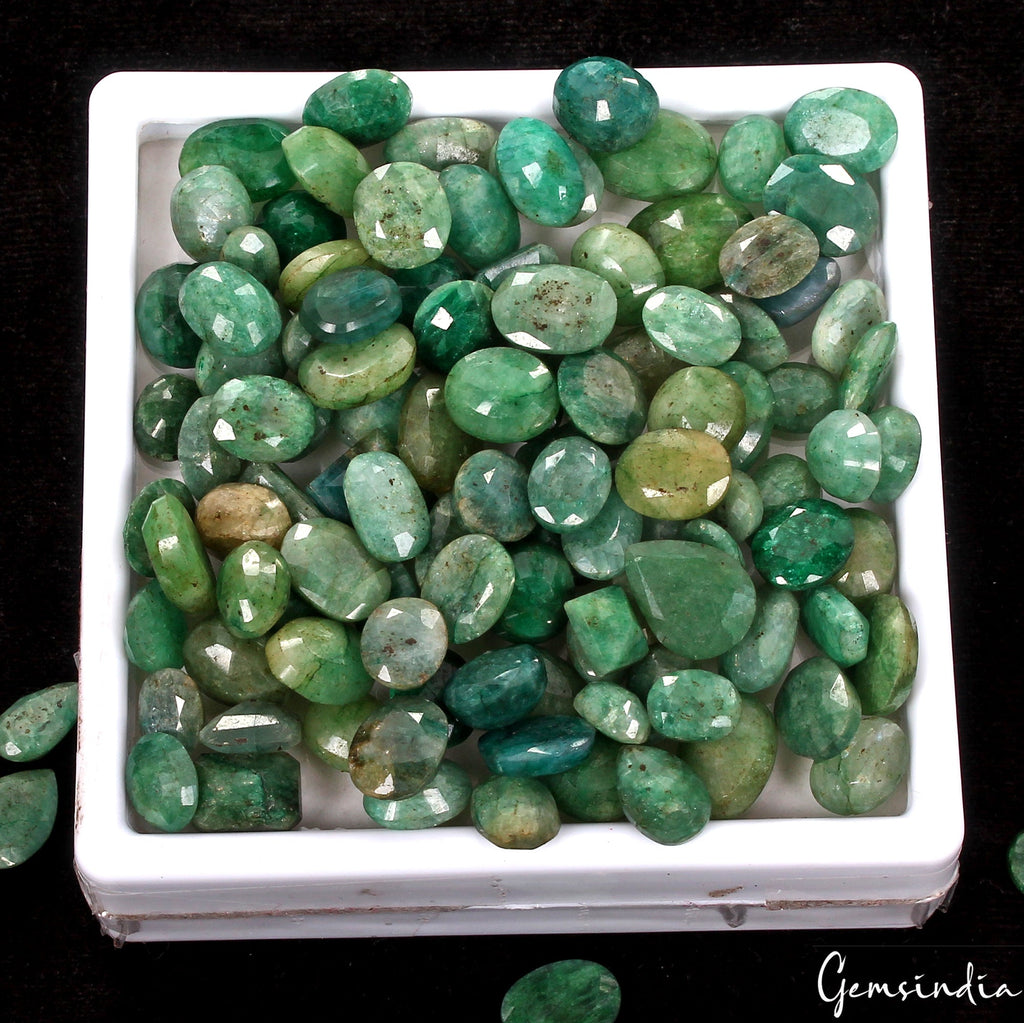 450 Ct/111 Pcss Natural Green Brazilian Emerald Mixed Cut Loose Gems For Jewelry