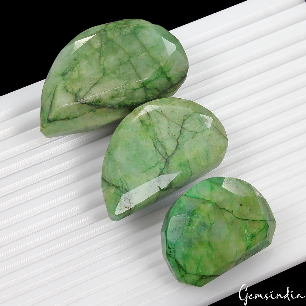 1000 Ct/3 Pcs Natural Brazilian Green Emerald Fancy Cut Loose Wholesale Gems Lot