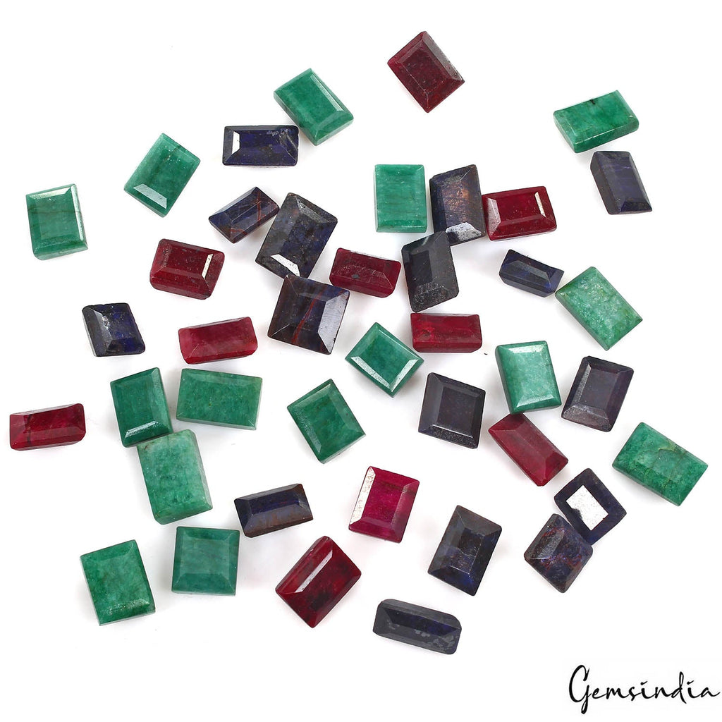 400 Cts/41 Pcs Natural Emerald Sapphire Baguette Cut Loose Gems Lot For Jewelry