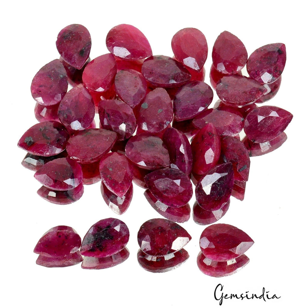 Certified 180 Ct/30 Pcs Natural Red Ruby Pear Cut 11-13mm Loose Gems For Jewelry