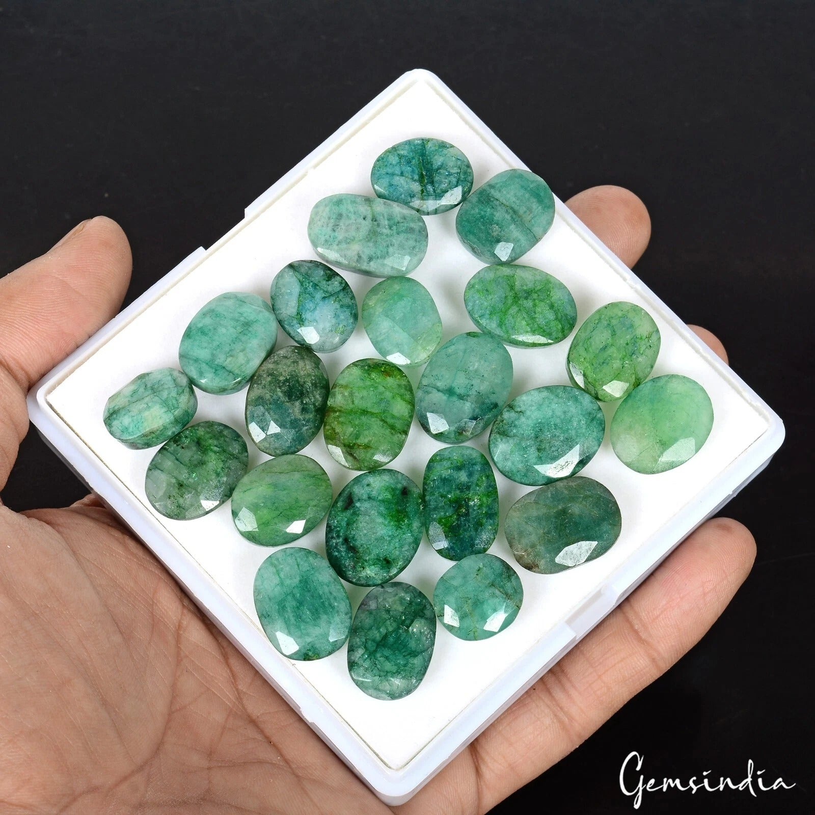 300 Ct Green Emerald Oval Cut Loose Faceted Natural Gemstones From Brazil~ 22 Pc
