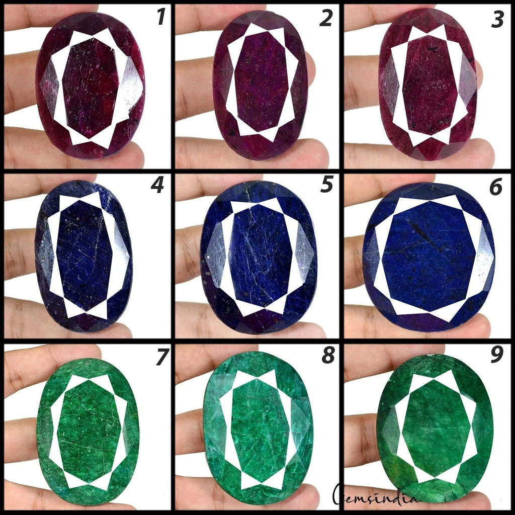 Natural Ruby Emerald Sapphire Lot 9 Pcs Gorgeous Oval Cut Loose Gemstone 5190 Ct