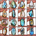 16 Pcs Natural Labradorite 42-60mm Mix Flashy Loose Cabochon Gemstones 1880 Cts
