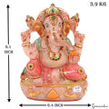 3.9Kg Natural Rose Quartz Golden Paint Ganesha Singlestone Artwork Sculpture8.1"