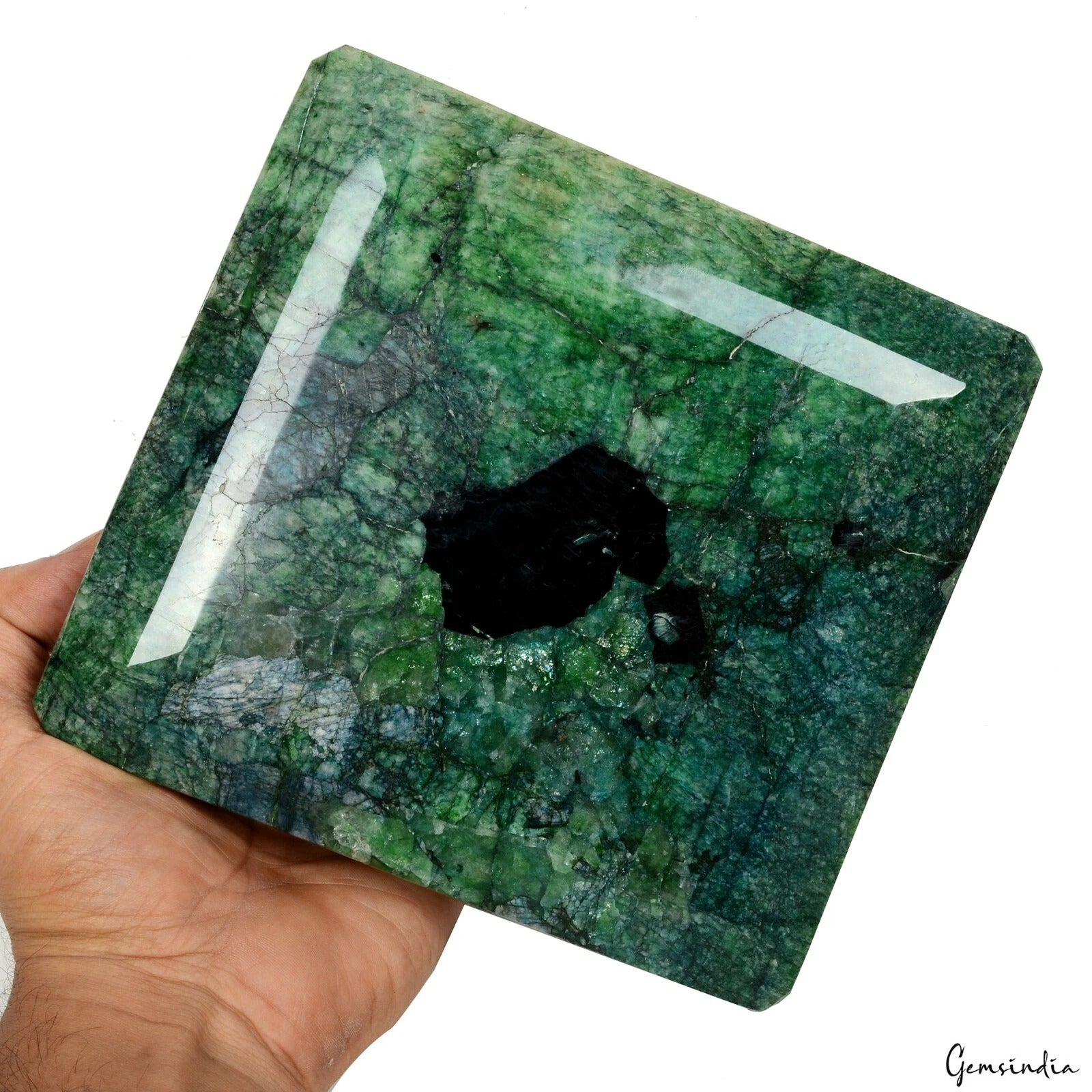 3.8 Kilo Natural Brazilian Green Emerald Octagon Cut Museum Size Loose Gemstone
