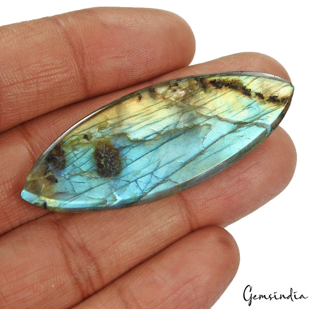 Labradorite Loose Gemstone, Untreated, Yellow — 55 x 20 x 06mm, 57.50 Ct
