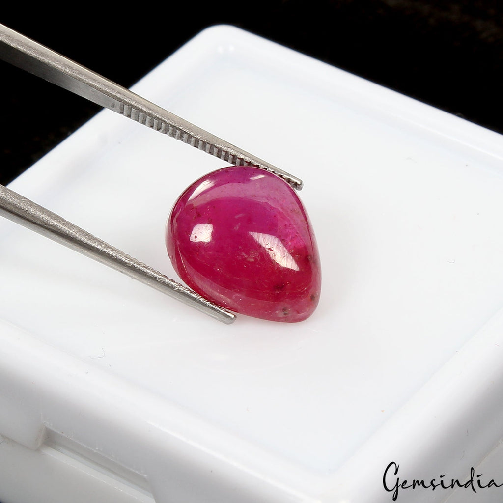8.20Ct. Natural Gemstone Ruby Top Red Pear Cabochon Heated Mozambique Charming!