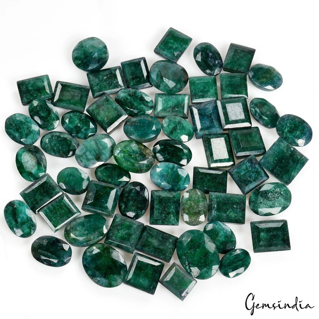 550 Cts/57 Pcs Natural Brazilian Bottle Green Emerald Mixed Cut Gems For Jewelry