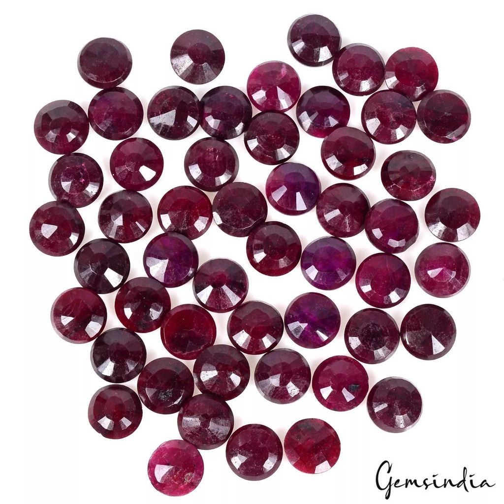 Ruby Lot, Loose Gemstone, Color Enhanced, Red — 52 Pieces, 15mm, 670 Ct