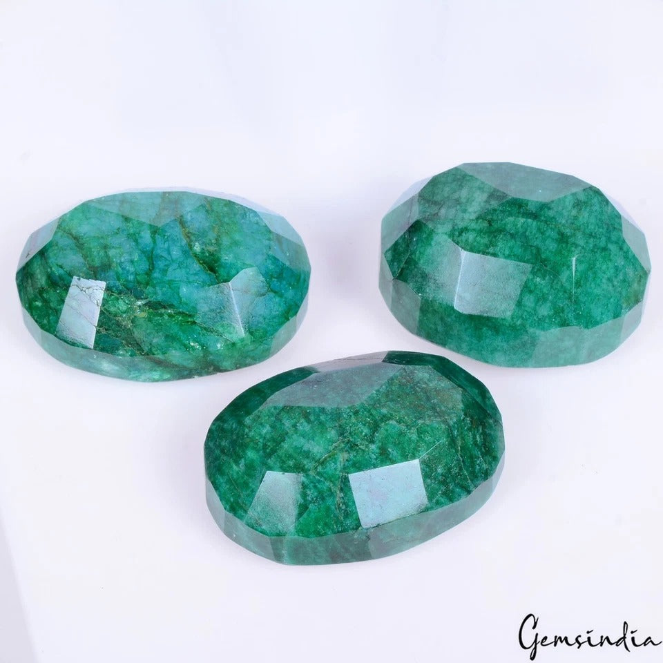 Certified 1270 Cts/3 Pcs Natural Brazilian Green Emerald Oval Cut Loose Gems Lot