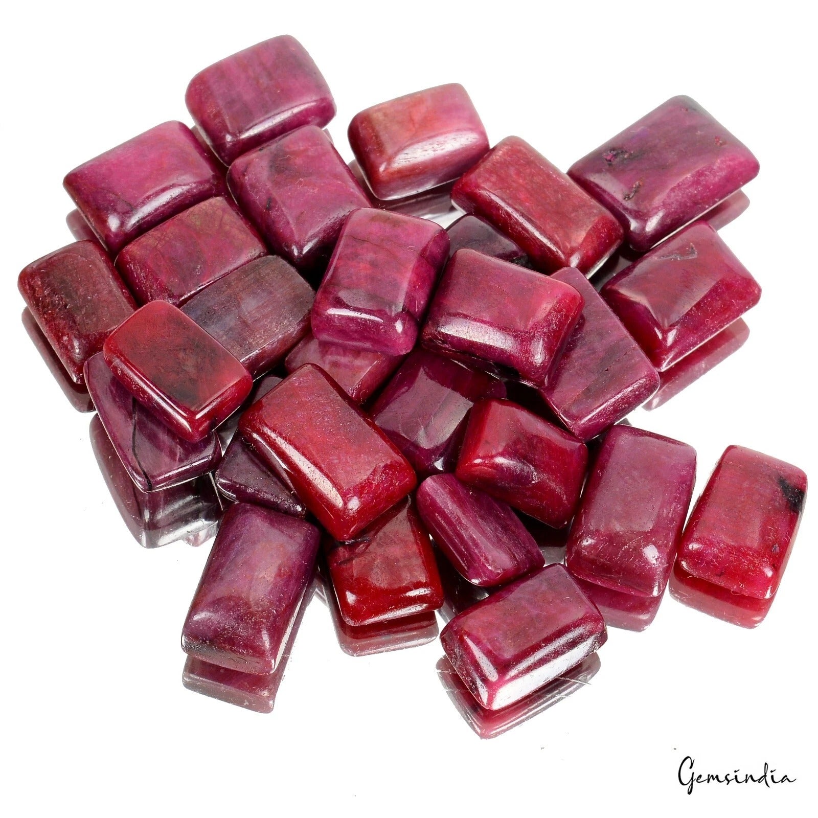 360 Cts/27 Pcs Natural Red Ruby Rectangular Cab 11-16mm Loose Gems Lot For Rings