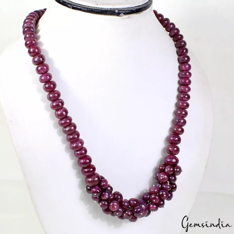 Ruby Necklace, Dark Red — 7mm to 15mm