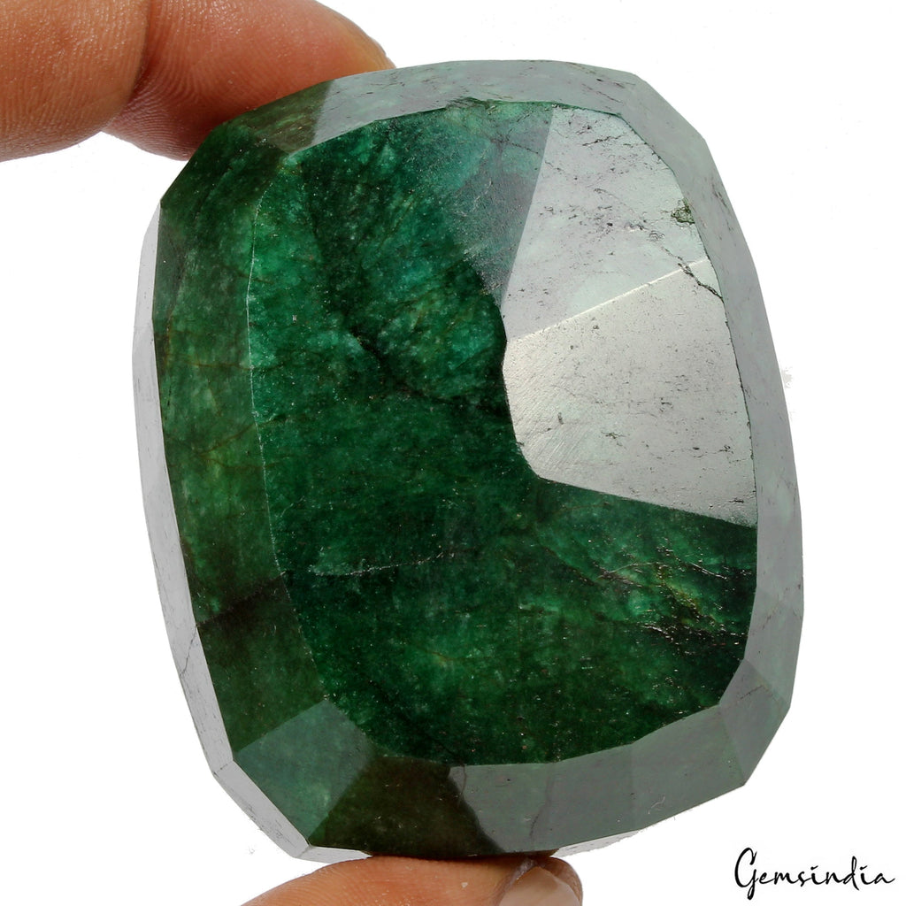 940Ct Natural Green Brazilian Emerald Cushion Faceted Earth Mined Loose Gemstone