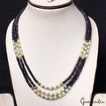 3 Strands Natural Sapphire Pearl Handmade Necklace/19-21" Long Women Gem Jewelry