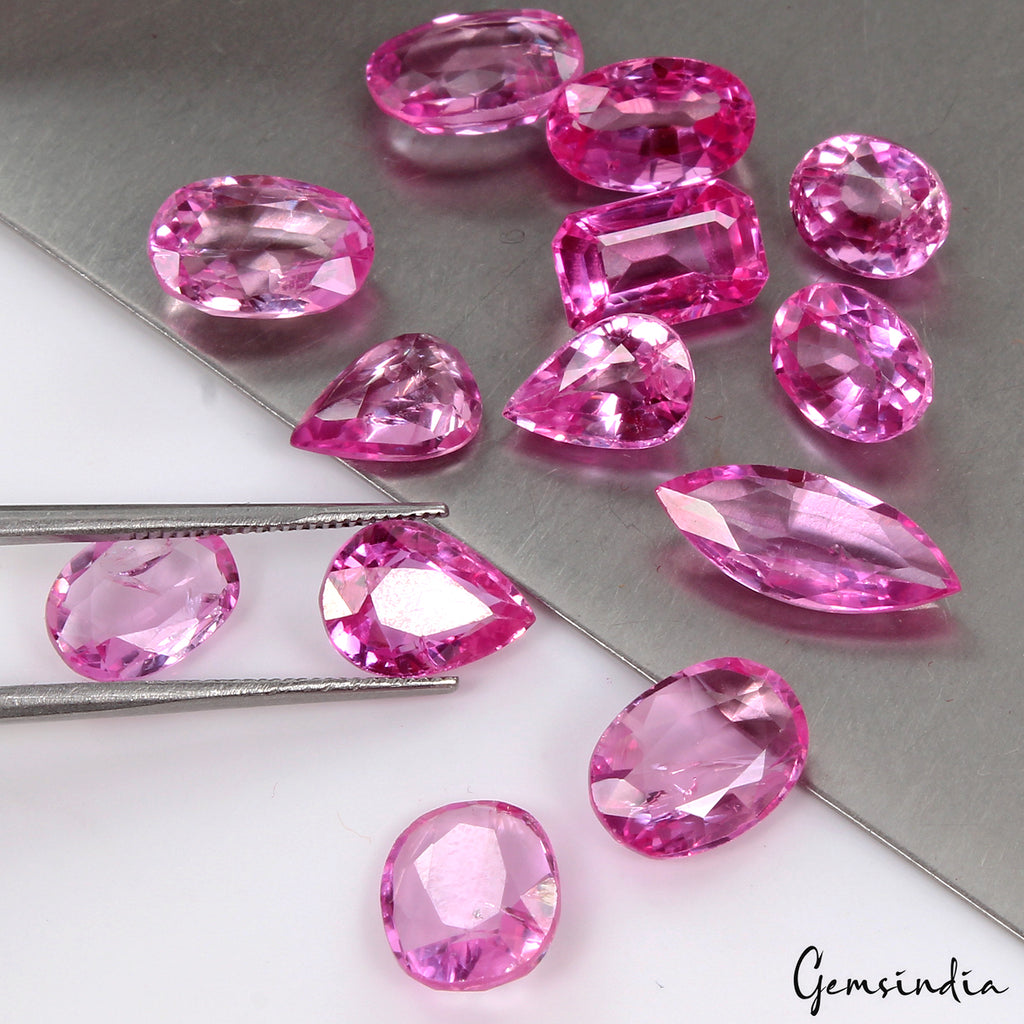 Ruby Lot, Loose Gemstone, Oval, Pear, Octagon & Marquise Faceted Cut, Pink — 13 Pieces, 8mm to 14mm, 35.10 Ct
