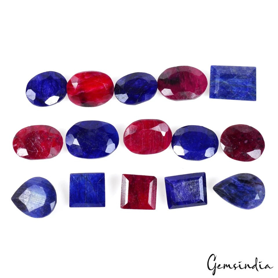 Top Quality Natural Ruby Sapphire Mix Cut Loose 11-17mm Gems For jewelry/15 Pcs