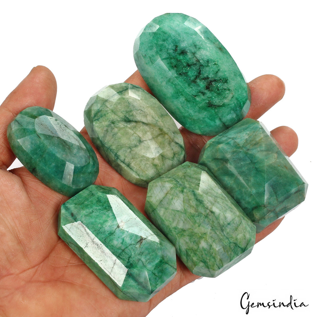 200 Cts/6 Pcs Natural Brazilian Green Emerald Mix Cut Loose Wholesale Gems Lot