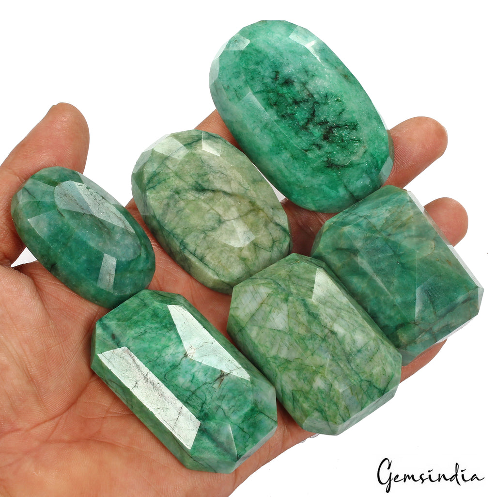 Emerald Lot, Loose Gemstone, Color Enhanced, Green — 6 Pieces, 46mm to 66mm, 2200 Ct, Brazil