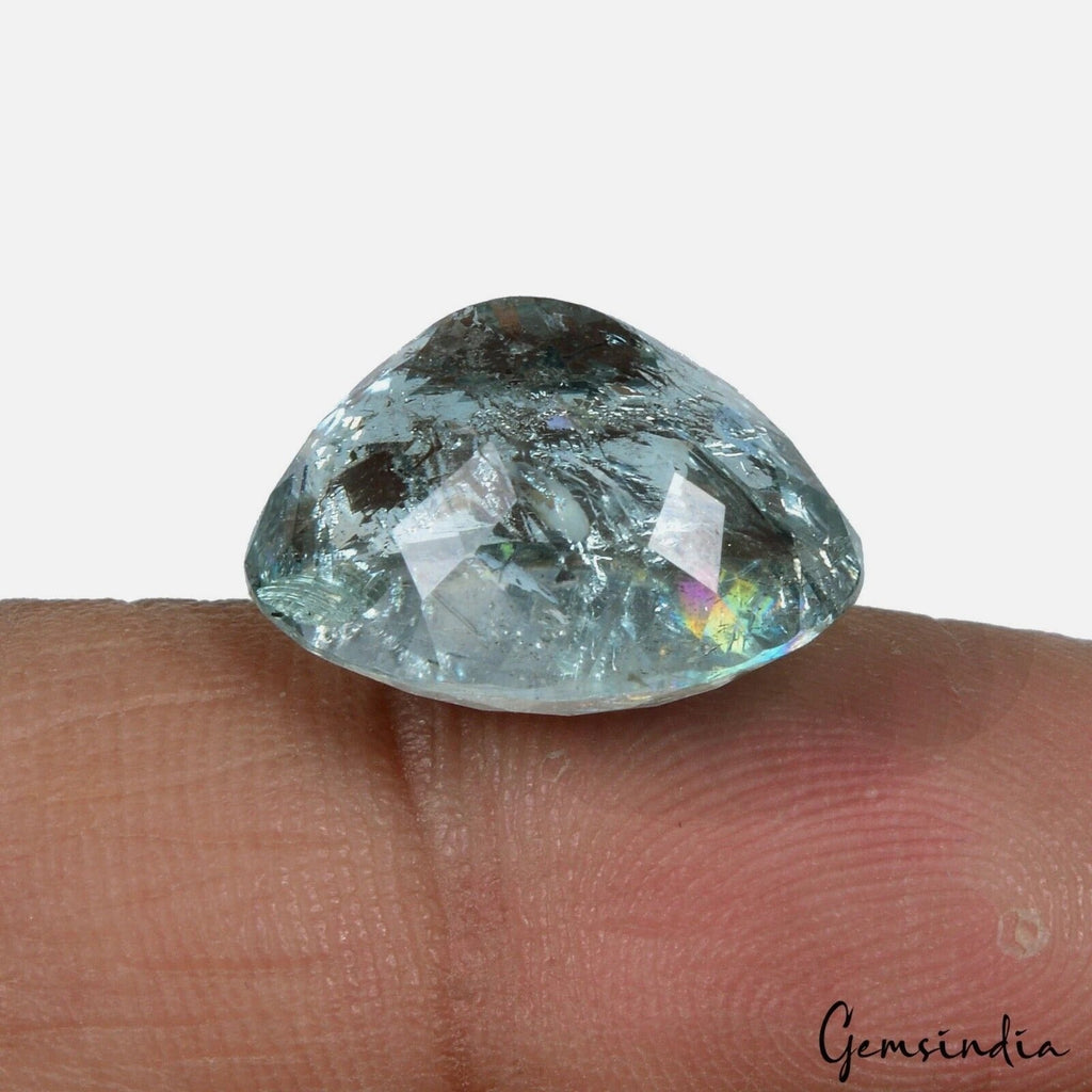 Certified 11.50 Cts Natural Untreated Blue Aquamarine Oval Precious Gem For Ring