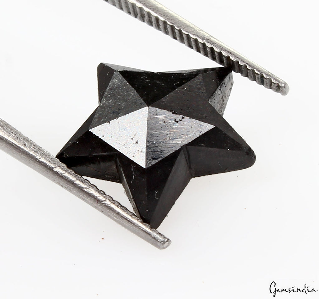 4.3 Carats 100% Natural Polished Star Shape Loose Earth Mined Black Diamond~12mm
