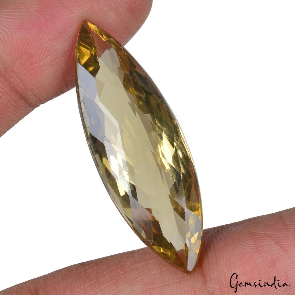 32.80 Cts Natural Untreated Brazilian Citrine Marquise Checker Cut Gems For Ring