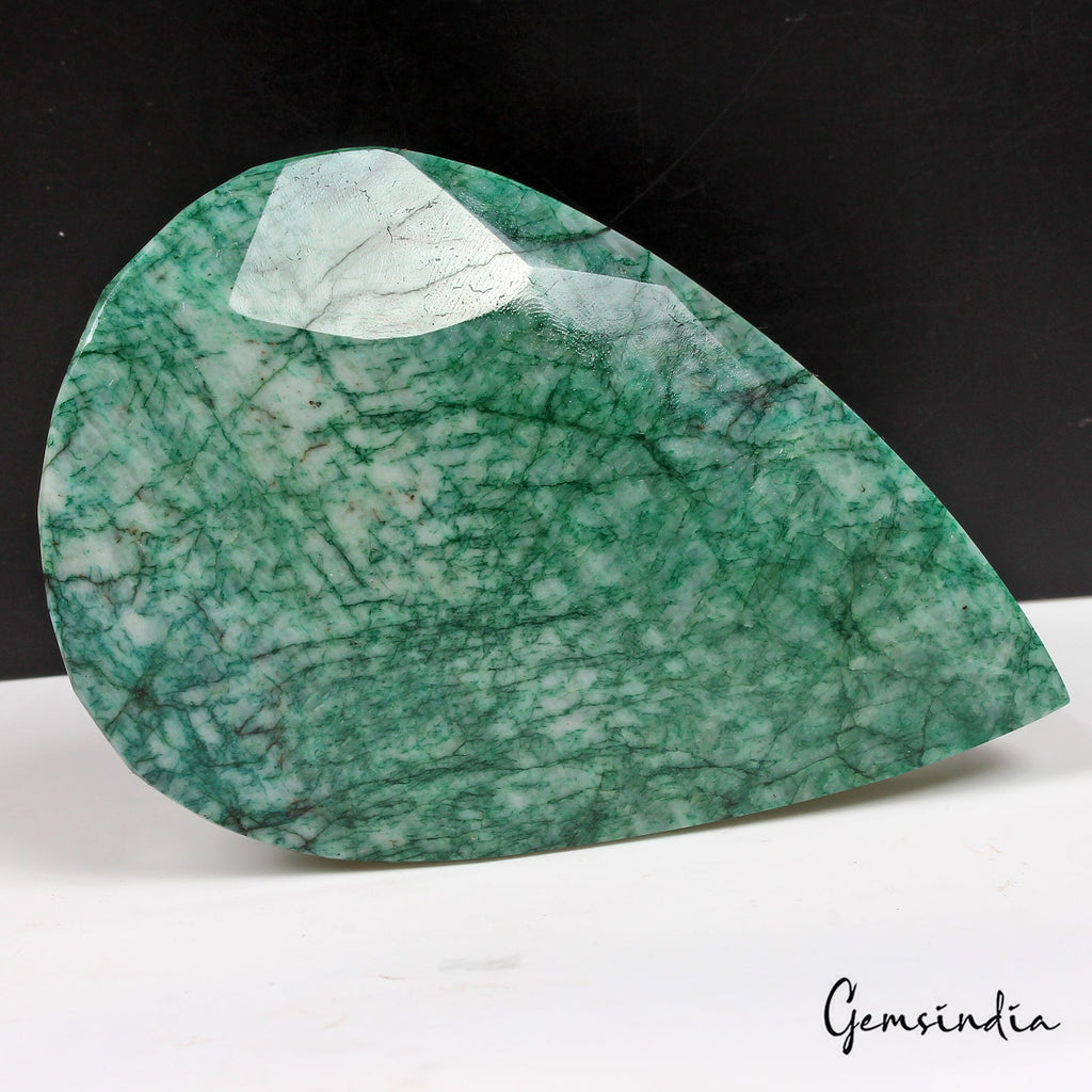 1640 Cts Natural Brazilian Green Emerald Pear Faceted Earth Mined Loose Huge Gem