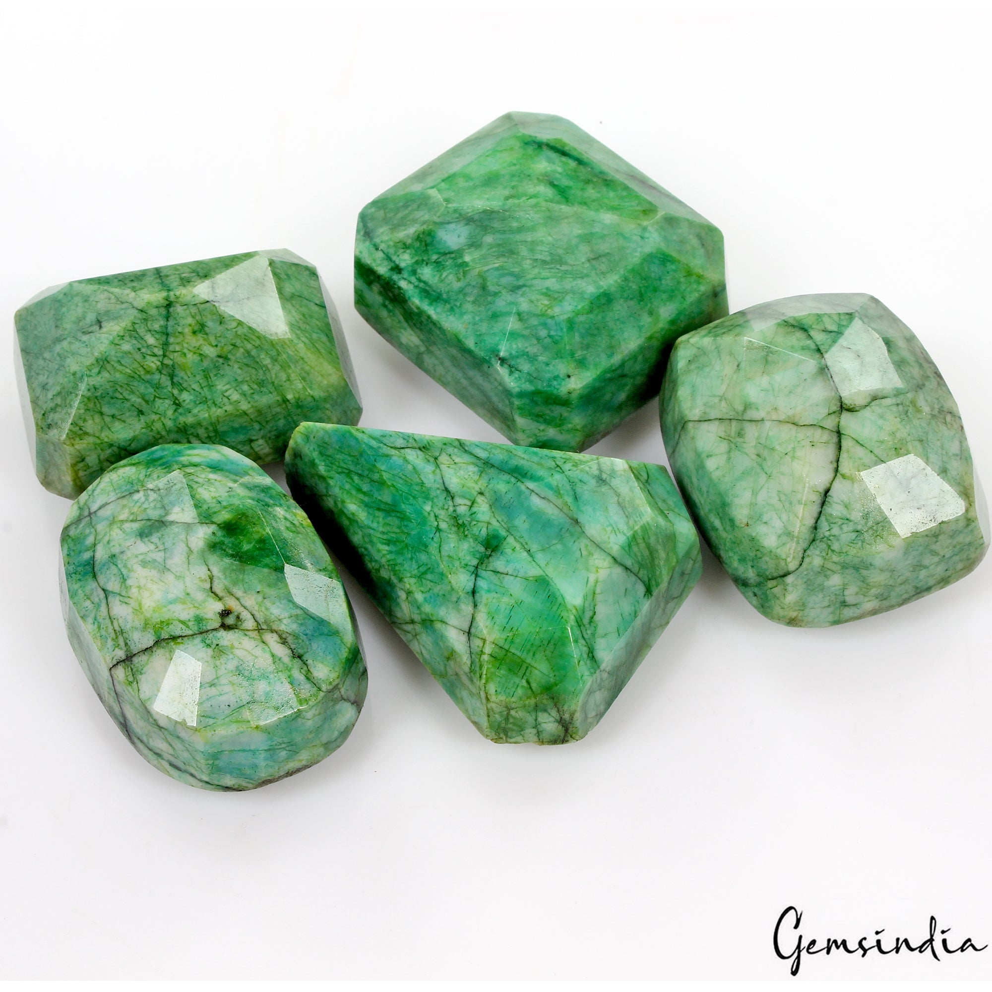 1900 Ct Natural Green Emerald Mix Cut Loose Earth mined 46-55mm Gemstones ~5 Pcs