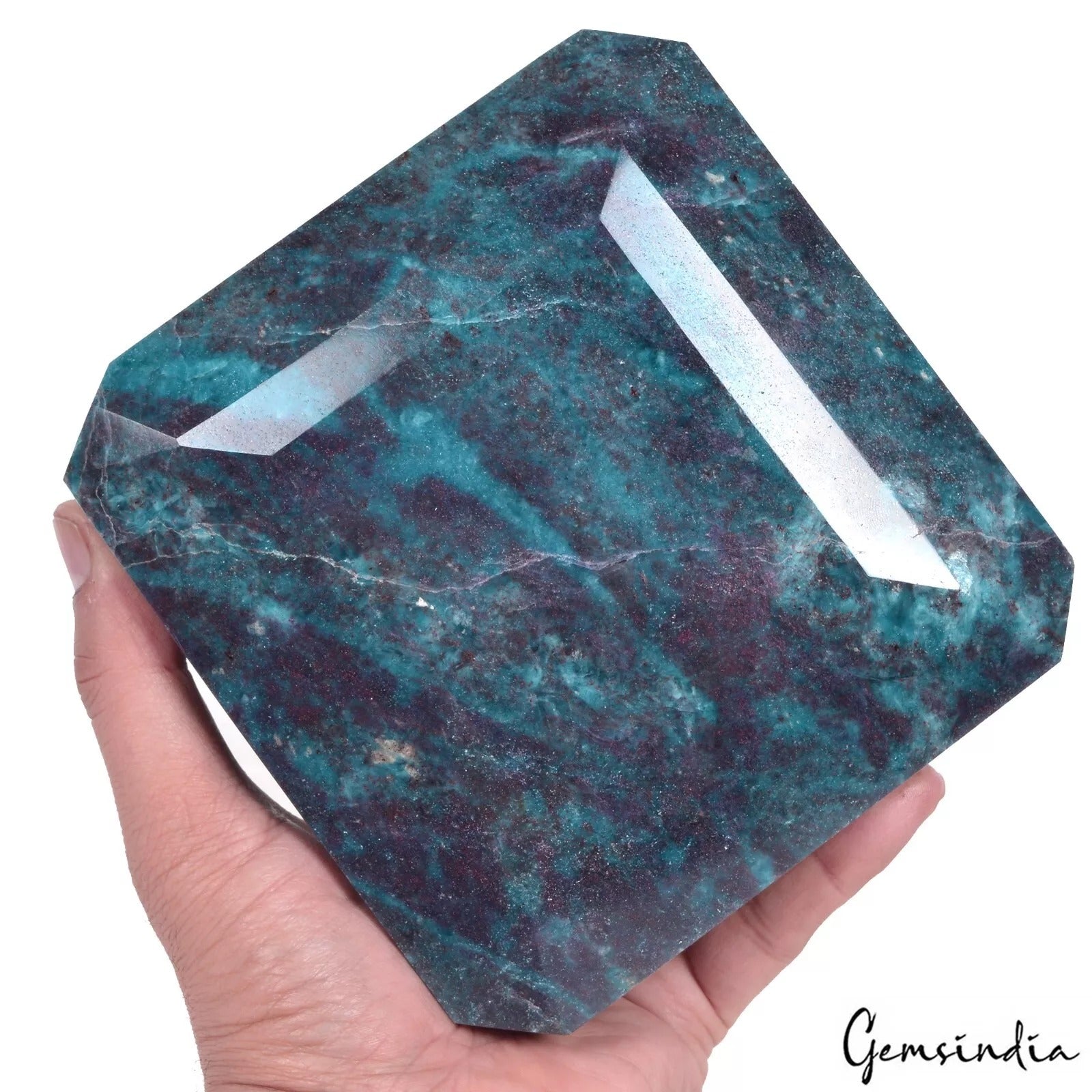 3.3 Kilo Natural Ruby Kyanite Octagon Cut Huge Museum Size Untreated Gemstone