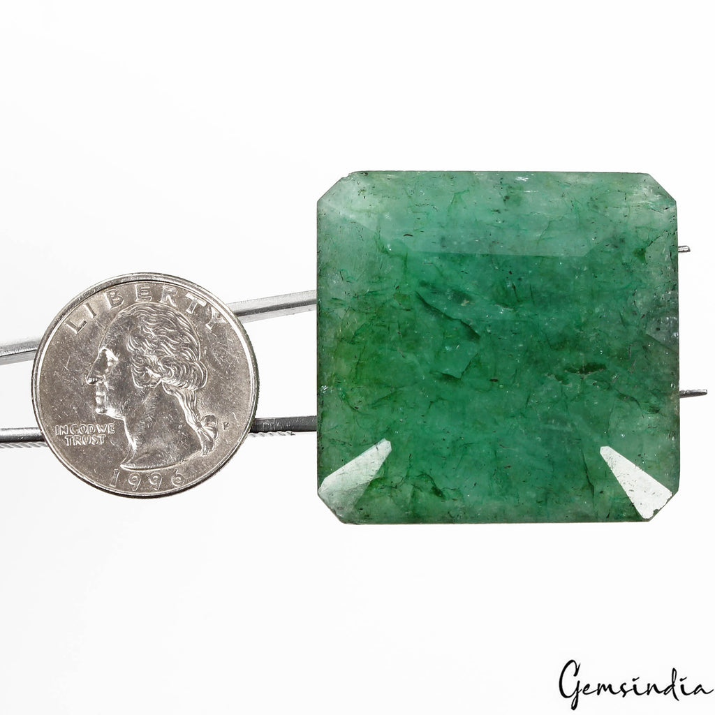 Certified 165.60 Cts Natural Brazilian Green Emerald Octagon Cut Gem For Pendant