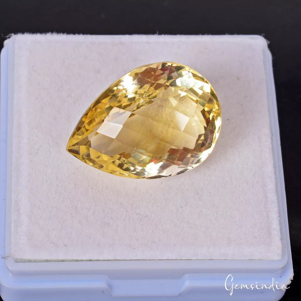 Citrine Loose Gemstone, Untreated, Yellow — 33 x17x13mm, 26.35 Ct, Brazil