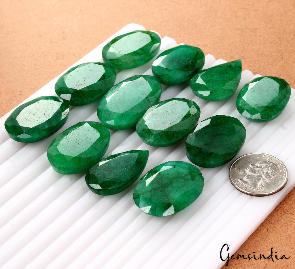 600 Ct Natural Finest Green Emerald Mix Cut Loose Pendant Size Gemstones ~12 Pcs