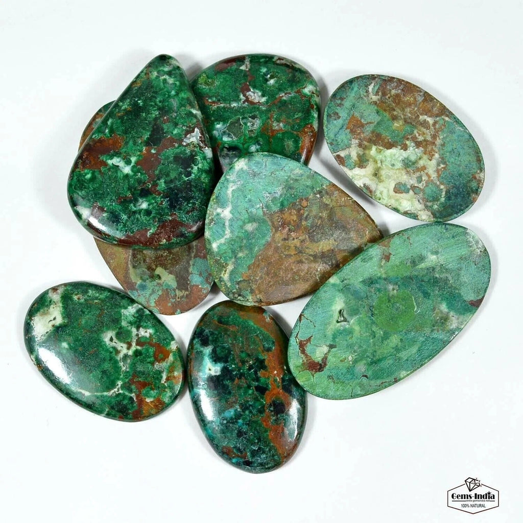 520 Cts/8 Pcs Natural Untreated Green Chrysocolla Mixed Cab Loose Gems Wholesale