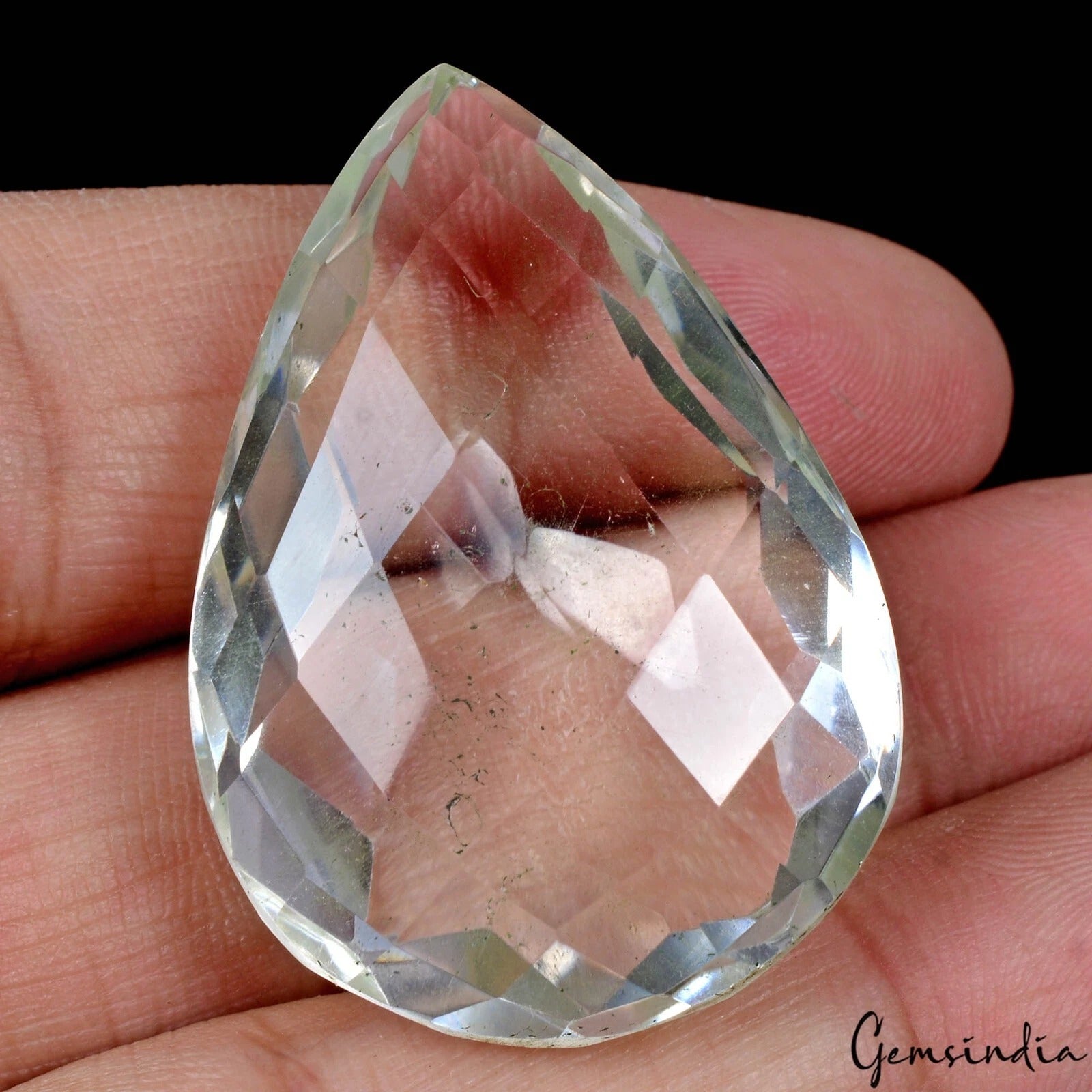 100 Ct Smoky Brown Quartz Natural Earth Mined Unheated Checker Cut Pear Gemstone