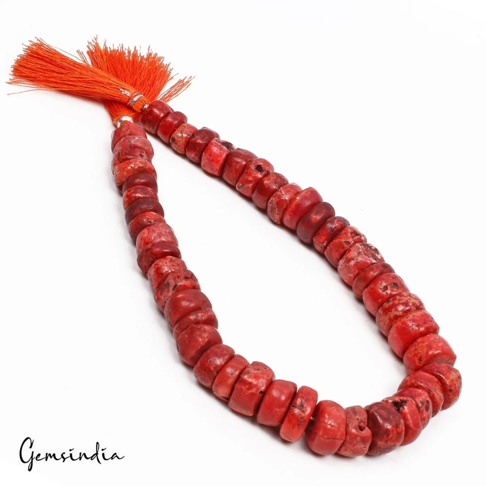 310 Ct Taiwan Red Coral Gem Tyre Shape Beautiful Heishi Drilled Beads Strand 12"