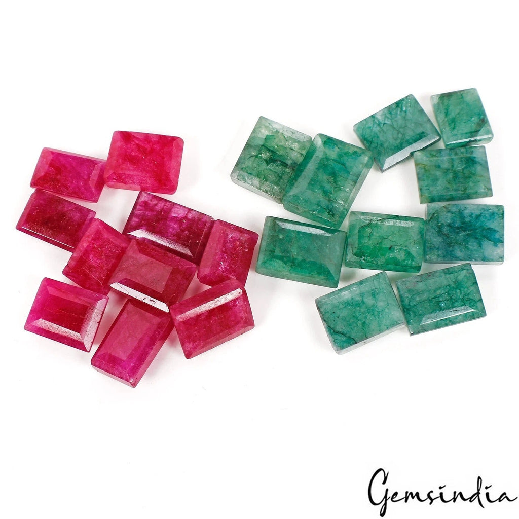 20 Pcs Natural Emerald, Red Beryl Baguette Cut Loose 12-17mm Gemstones~ 219.20Ct